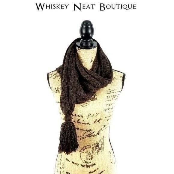 Gap Knitted Brown Scarf with Tassels 9 0097 - Picture 3 of 4